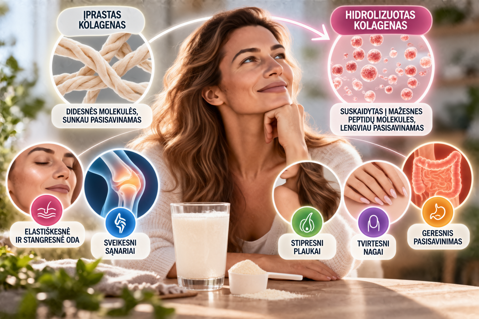 Hidrolizuotas kolagenas: kas tai ir kuo jis skiriasi nuo įprasto kolageno?